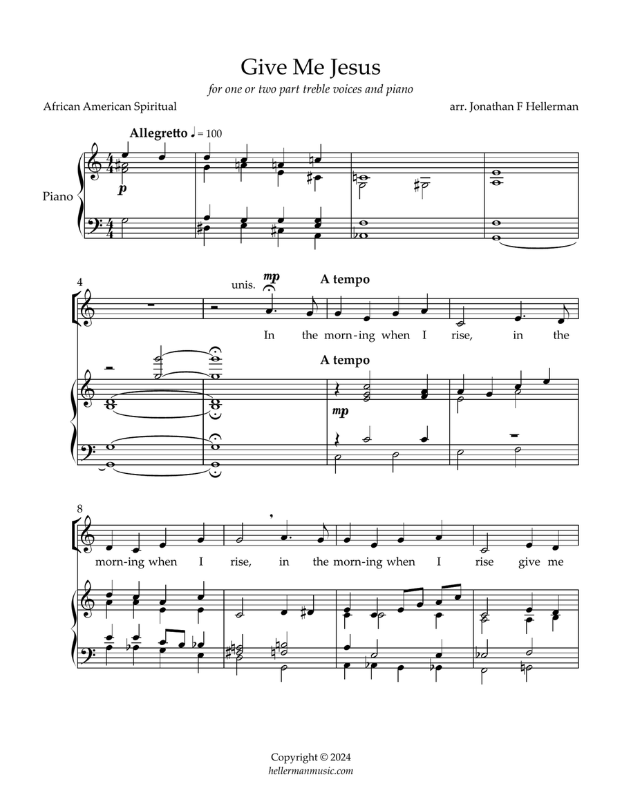 Give Me Jesus 2-Part scores gallery preview page 1