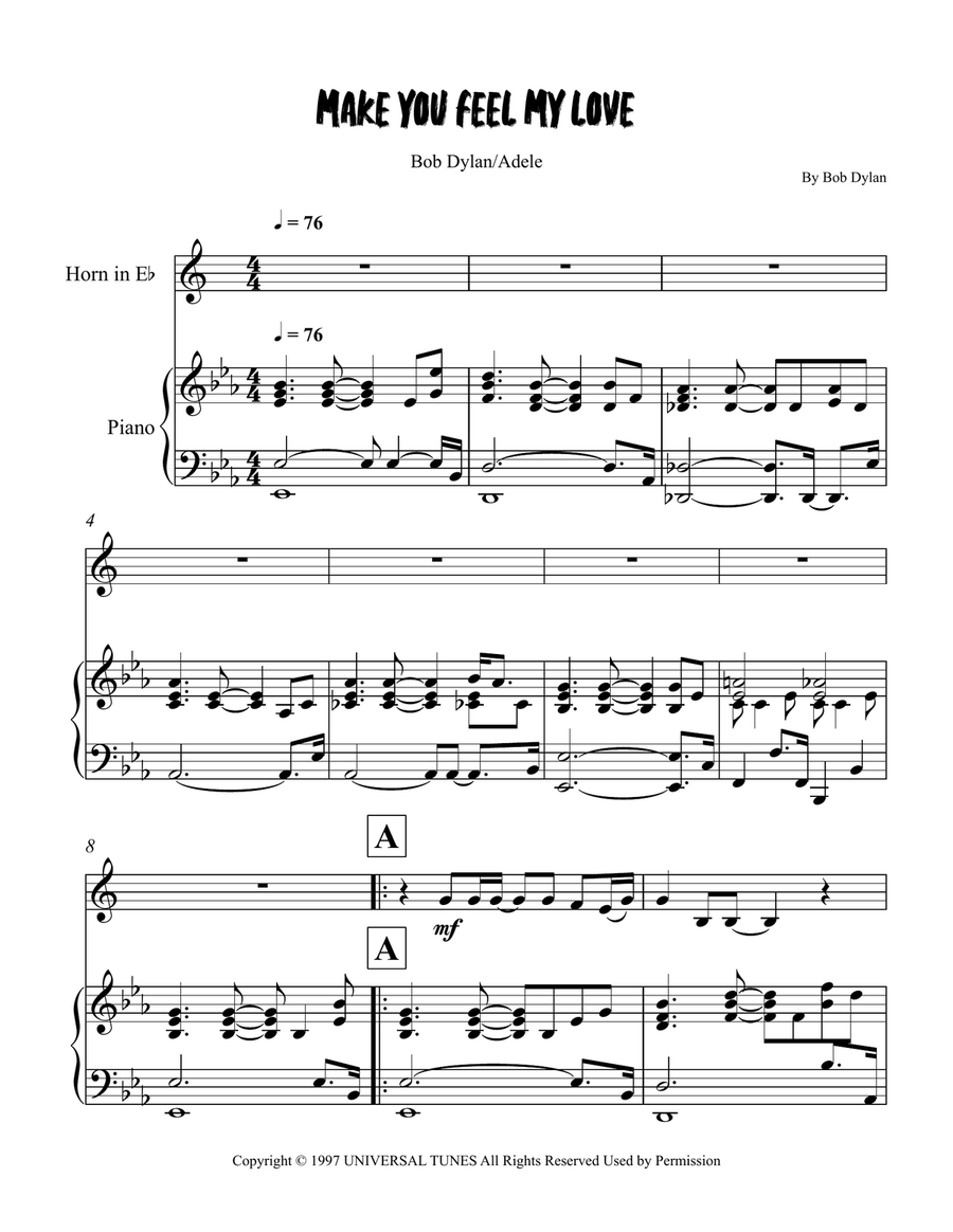Make You Feel My Love Make You Feel My Love Horn scores gallery preview page 1