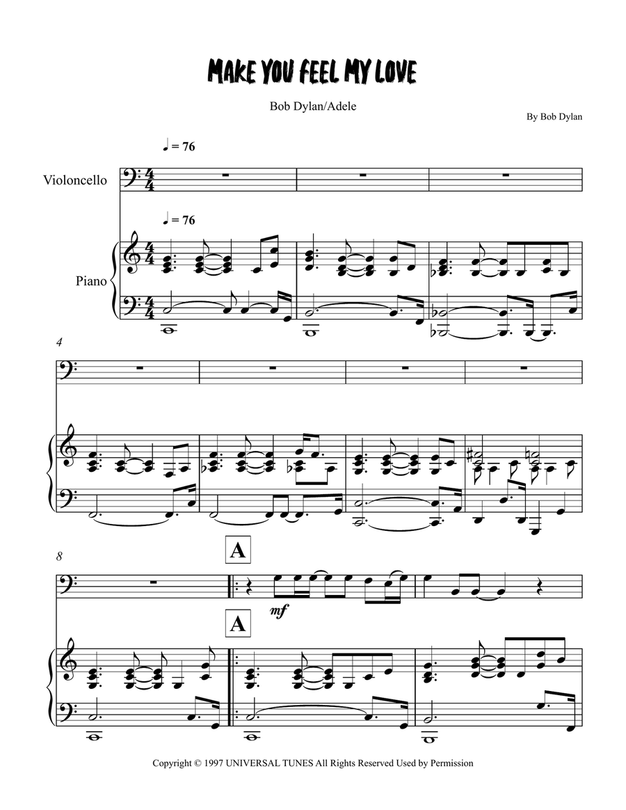 Make You Feel My Love Make You Feel My Love Piano scores gallery preview page 1