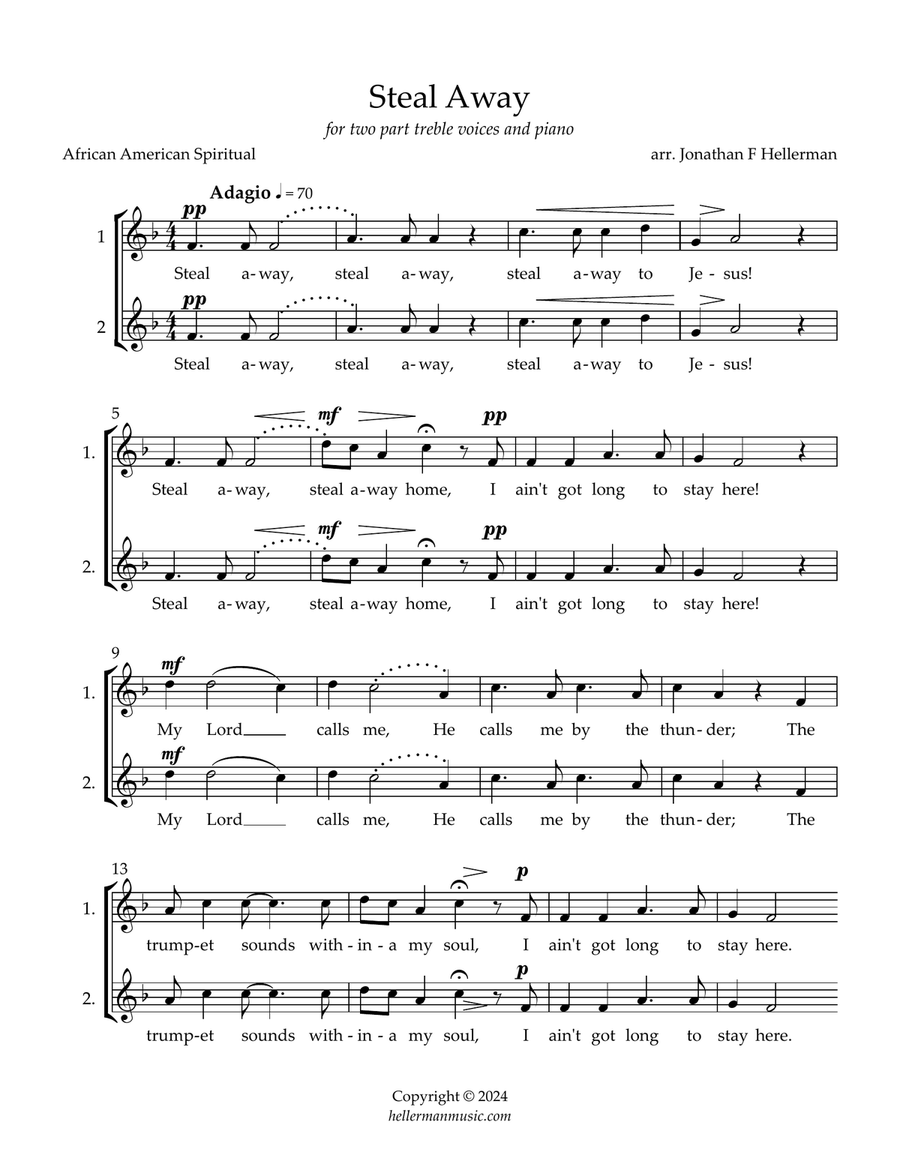 Steal Away 2-Part scores gallery preview page 1