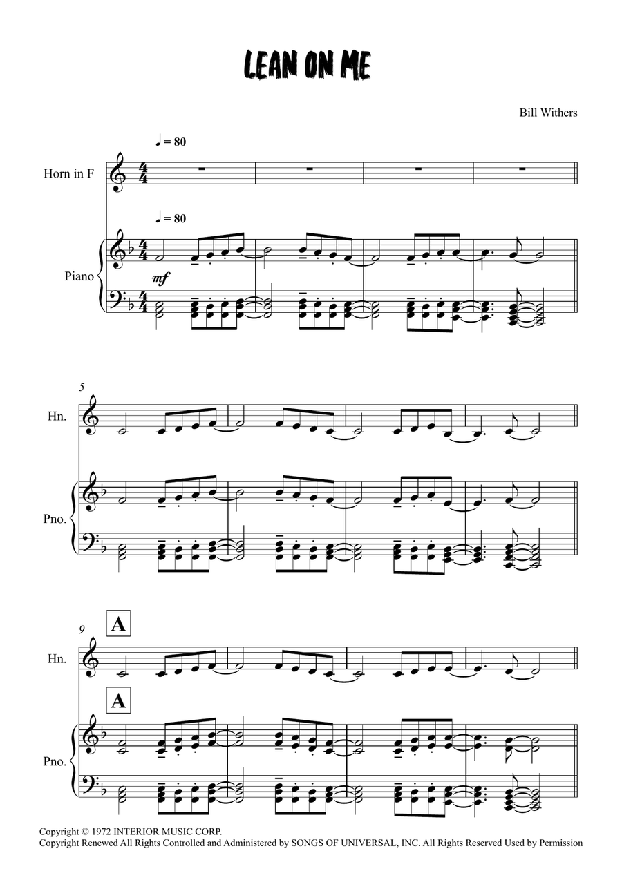 Lean On Me Lean On Me Piano scores gallery preview page 1