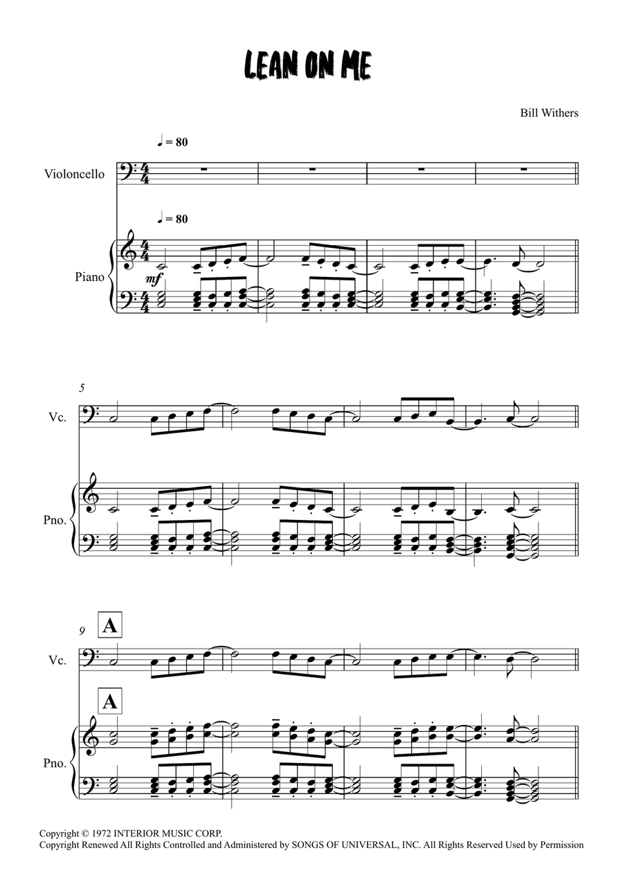 Lean On Me Lean On Me Piano scores gallery preview page 1