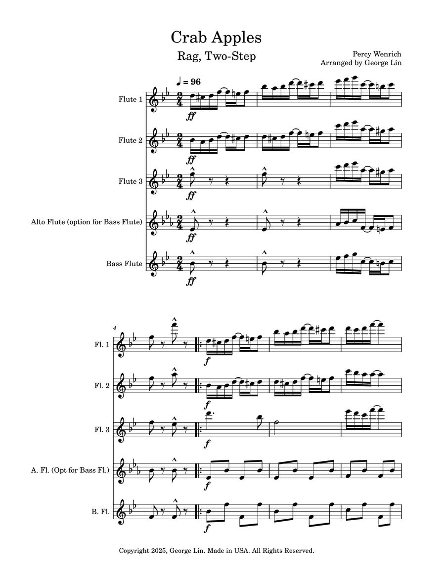 Crab Apples Rag Flute Quartet scores gallery preview page 1