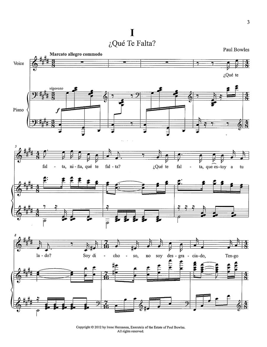 ¿Qué Te Falta? (Three Songs from the Sierras) Piano, Vocal scores gallery preview page 1