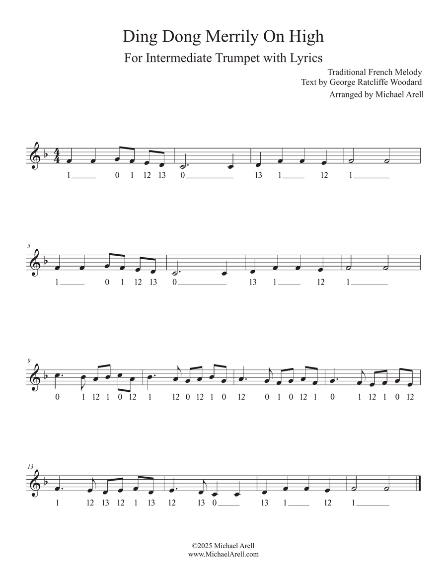 Ding Dong Merrily On High for Trumpet C Trumpet scores gallery preview page 2