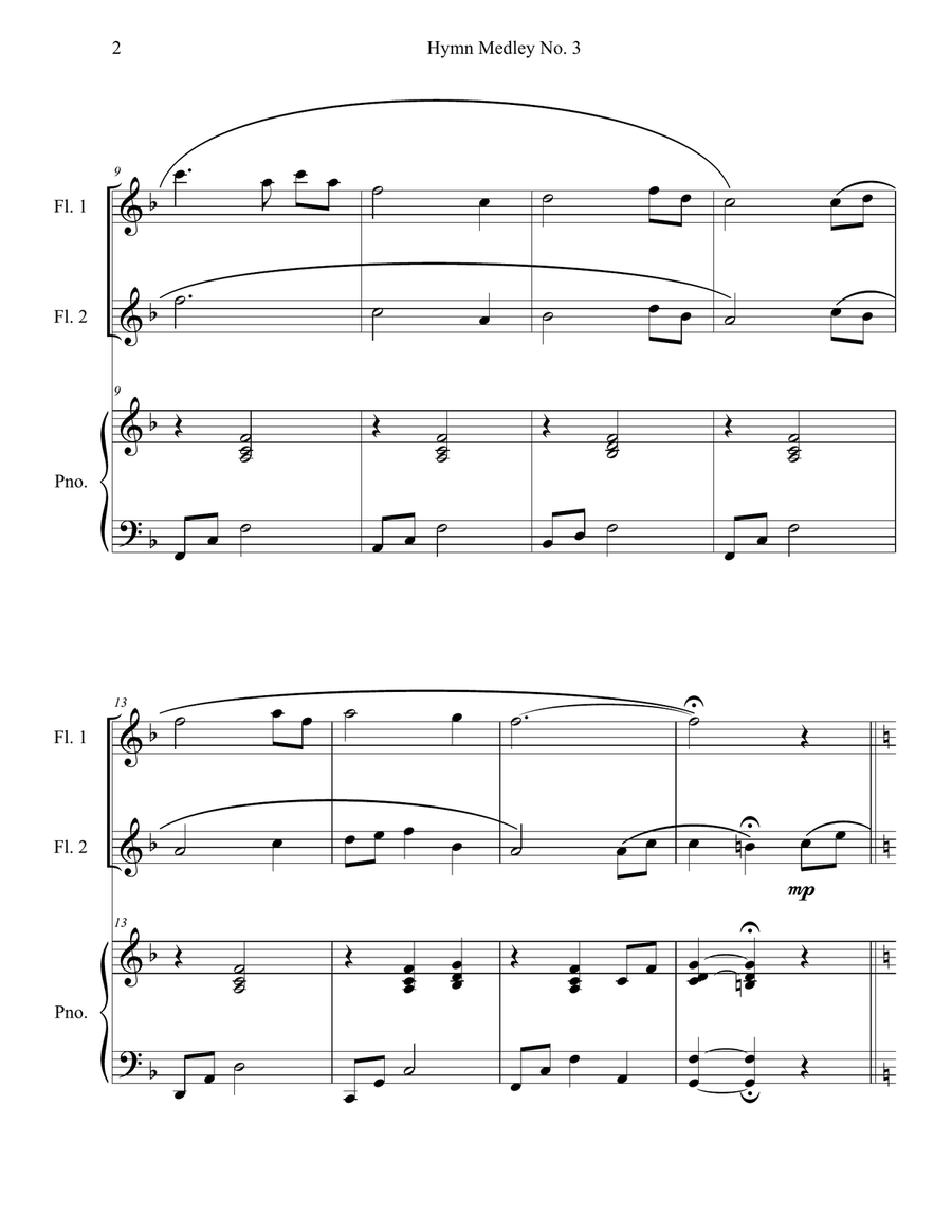 Hymn Medley No. 3 (Flute Duet with Piano Accompaniment) Flute Duet scores gallery preview page 2
