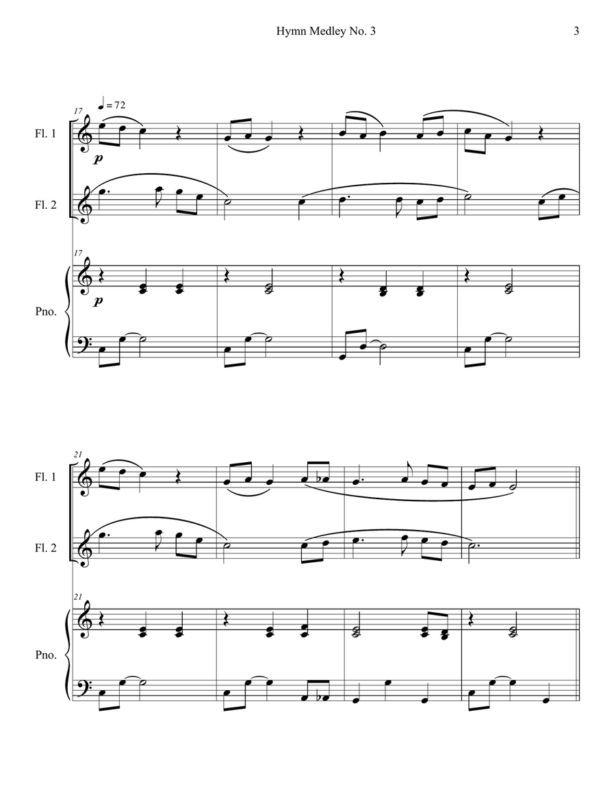 Hymn Medley No. 3 (Flute Duet with Piano Accompaniment) Flute Duet scores gallery preview page 3