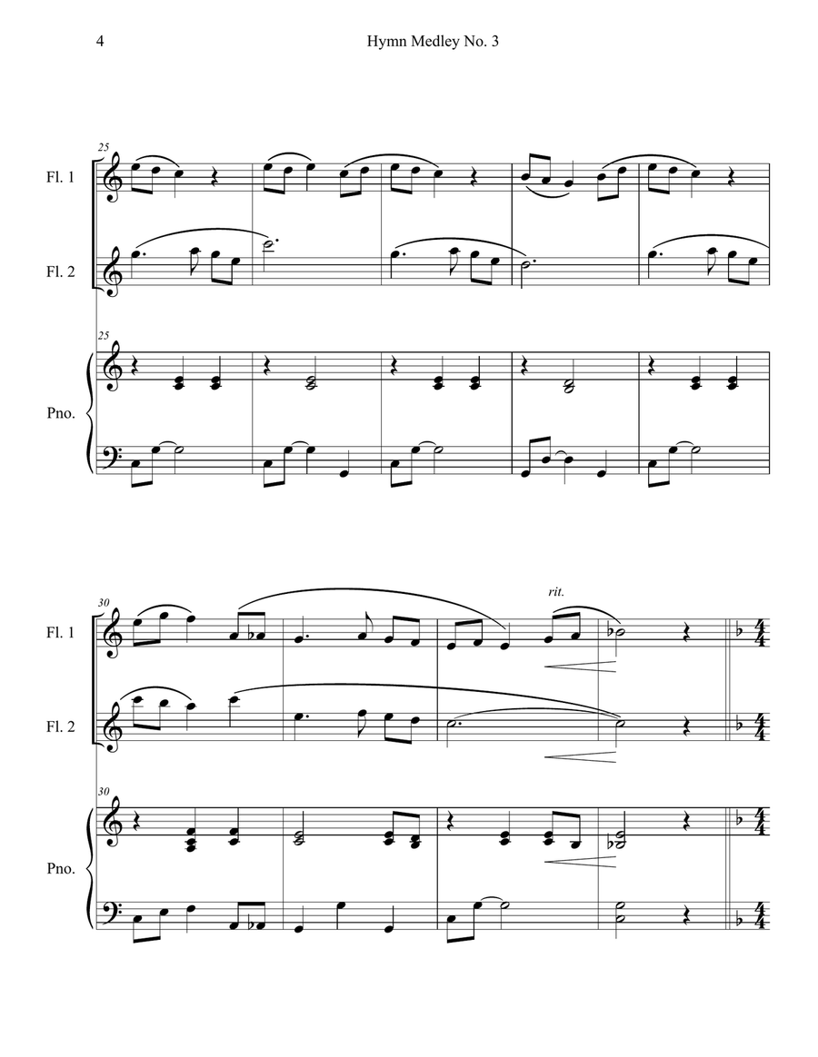 Hymn Medley No. 3 (Flute Duet with Piano Accompaniment) Flute Duet scores gallery preview page 4