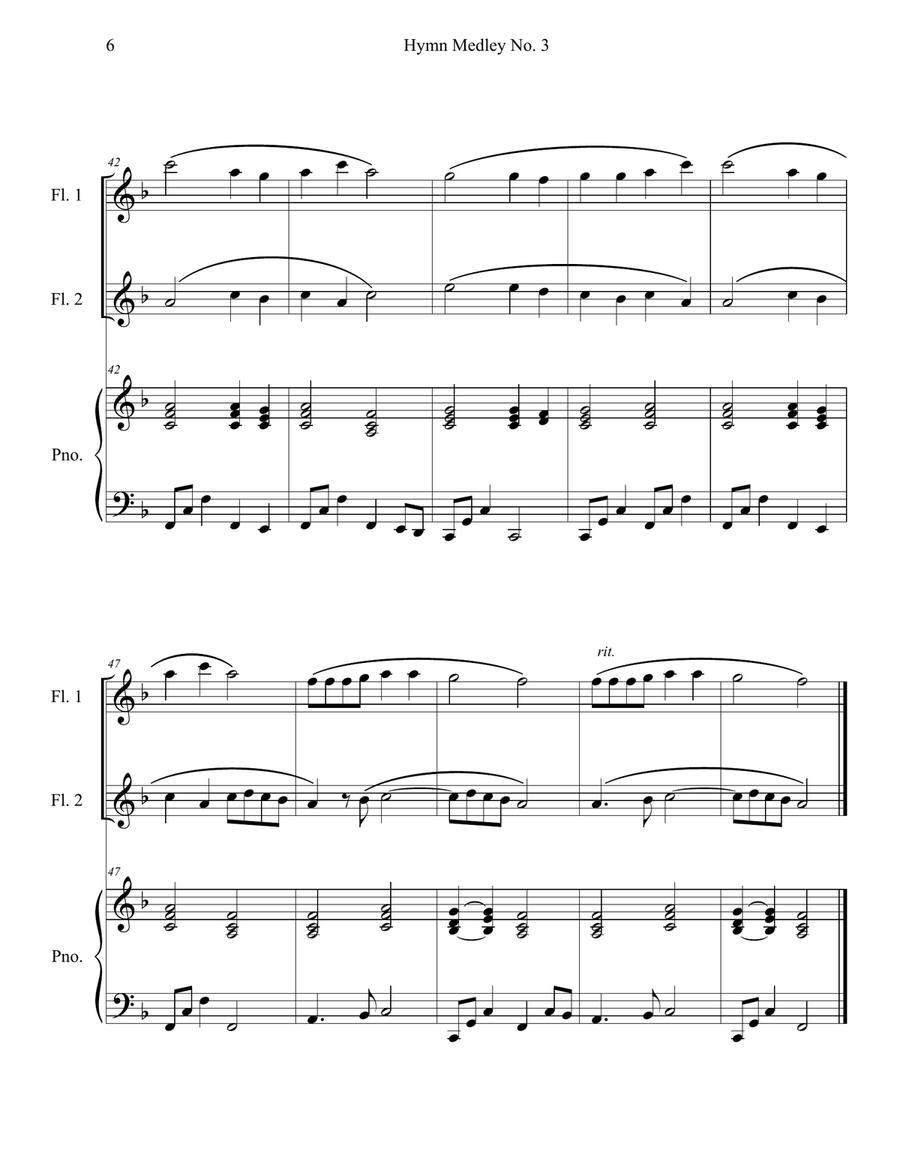 Hymn Medley No. 3 (Flute Duet with Piano Accompaniment) Flute Duet scores gallery preview page 6