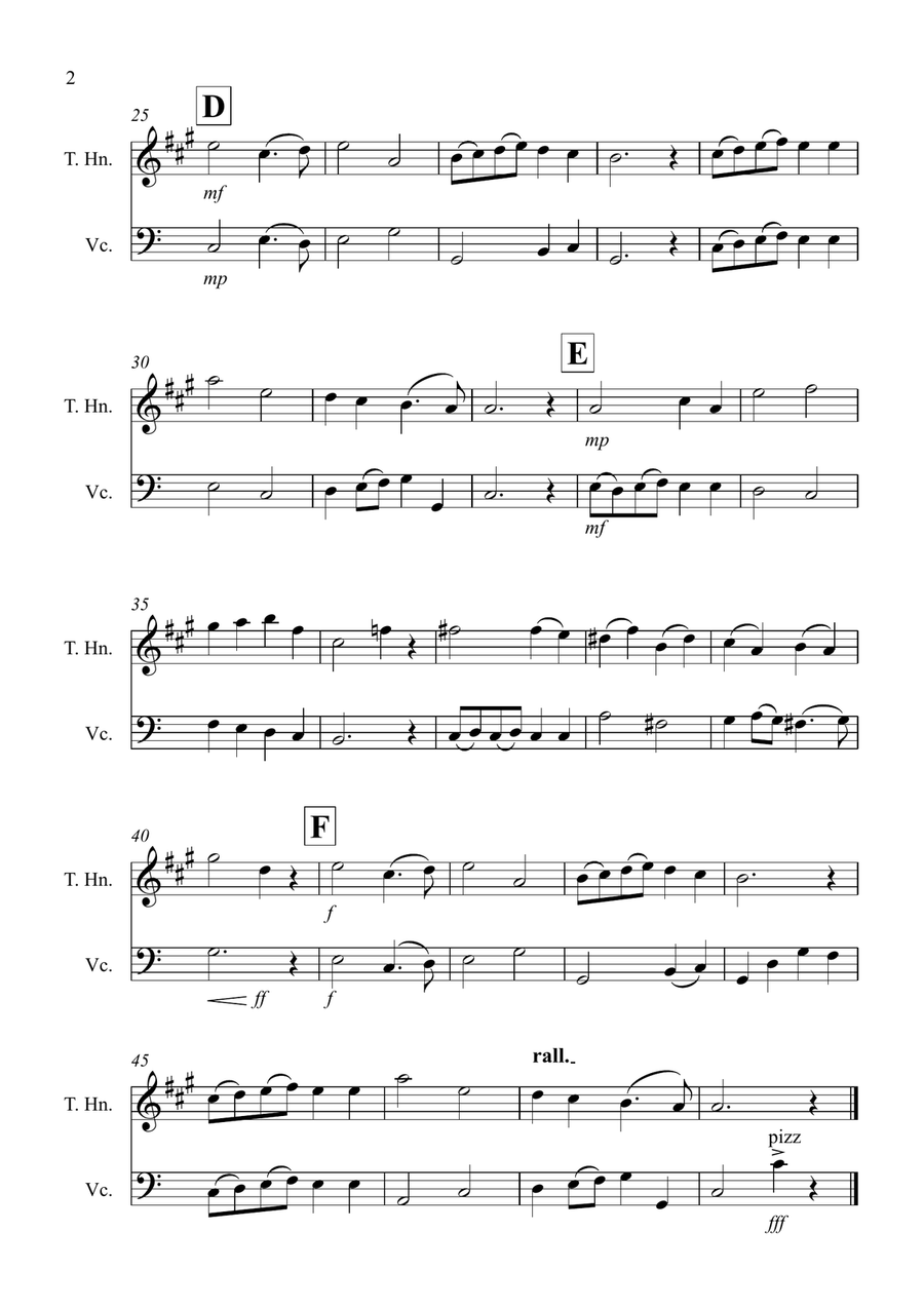 Thine Be The Glory for Tenor Horn and Cello Duet Horn scores gallery preview page 2