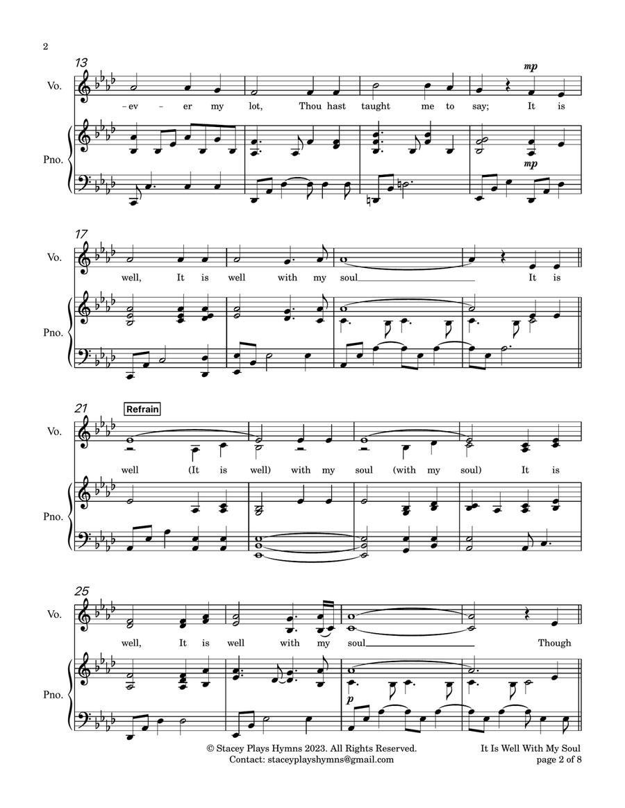 It Is Well With My Soul [A Flat Major- Low Voice] Piano, Vocal scores gallery preview page 3