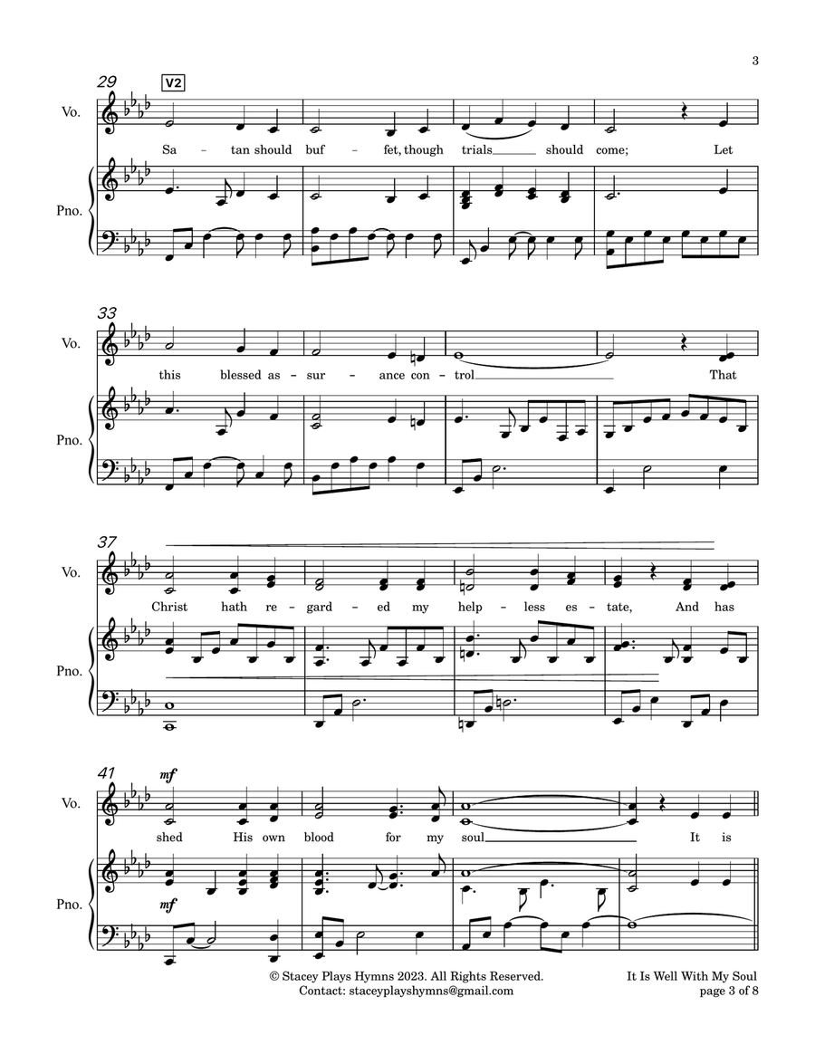 It Is Well With My Soul [A Flat Major- Low Voice] Piano, Vocal scores gallery preview page 4