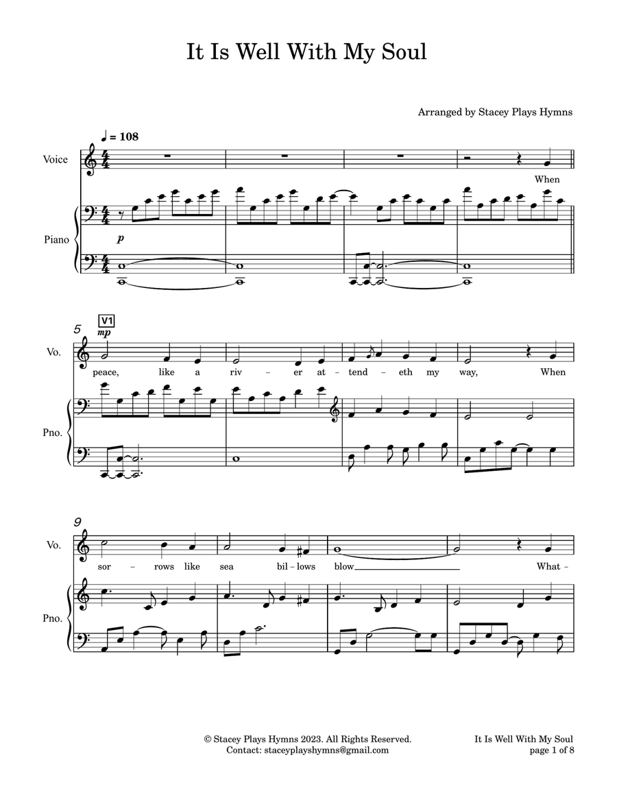 It Is Well With My Soul [C Major - Congregational Vocal Range] Piano, Vocal scores gallery preview page 2