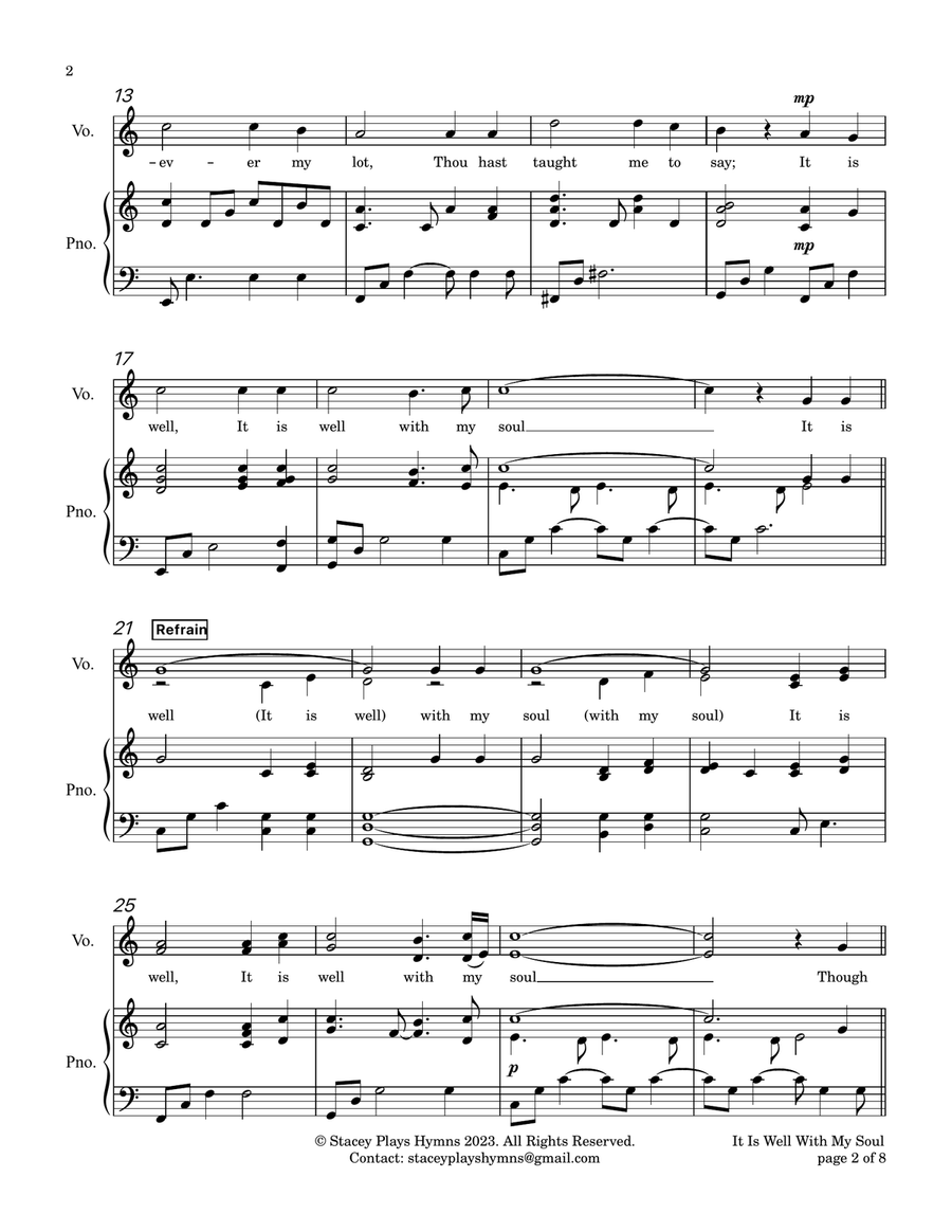 It Is Well With My Soul [C Major - Congregational Vocal Range] Piano, Vocal scores gallery preview page 3