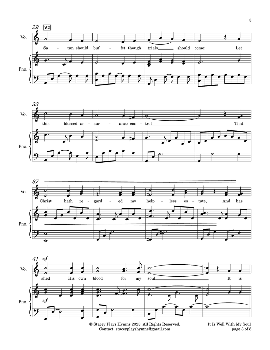 It Is Well With My Soul [C Major - Congregational Vocal Range] Piano, Vocal scores gallery preview page 4
