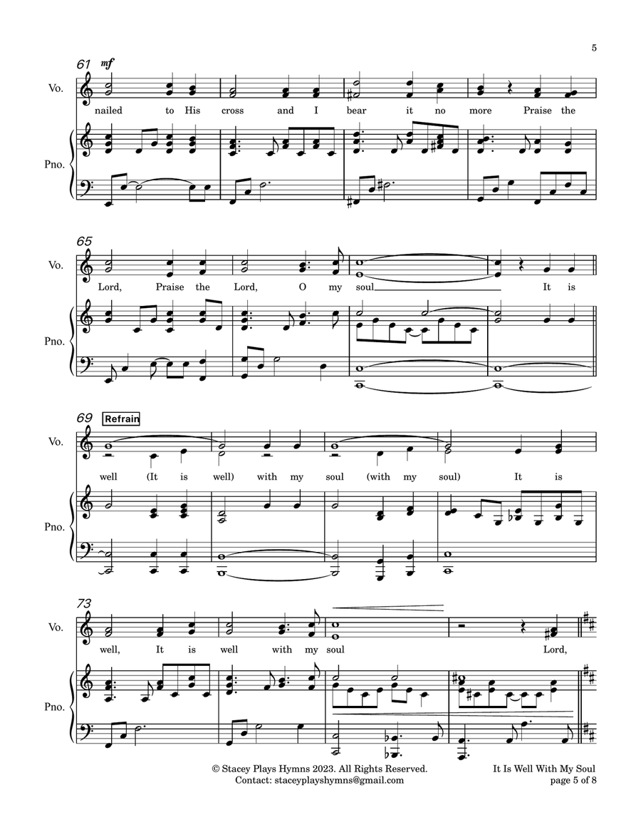 It Is Well With My Soul [C Major - Congregational Vocal Range] Piano, Vocal scores gallery preview page 6