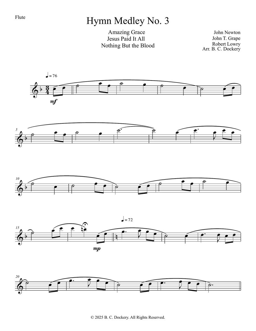 Hymn Medley No. 3 (Flute Solo) Flute Solo scores gallery preview page 1