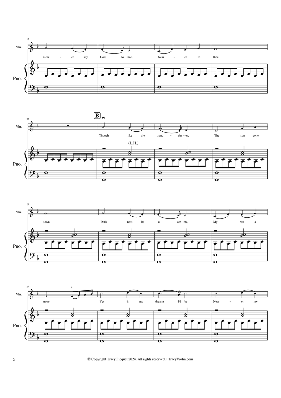 Nearer, My God, to Thee - Arranged for Violin (or Voice) and Piano Violin Solo scores gallery preview page 3
