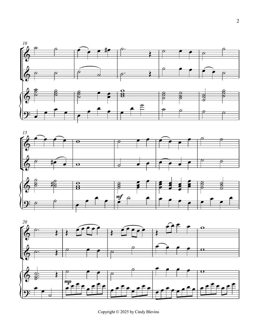 Abide With Me, for Two Recorders and Piano Woodwind Duet scores gallery preview page 3