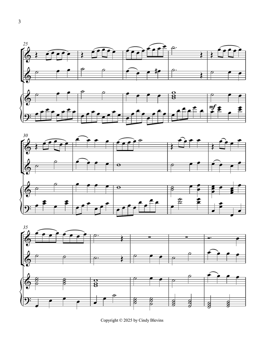 Abide With Me, for Two Recorders and Piano Woodwind Duet scores gallery preview page 4