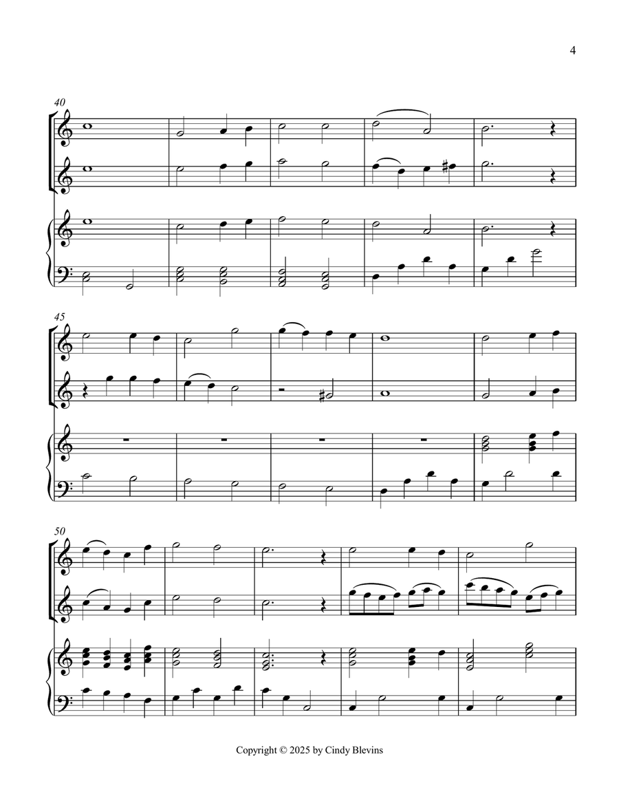 Abide With Me, for Two Recorders and Piano Woodwind Duet scores gallery preview page 5