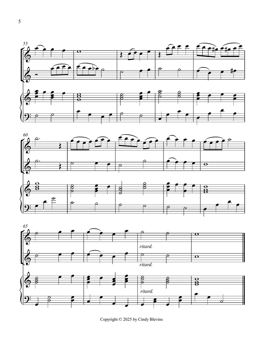 Abide With Me, for Two Recorders and Piano Woodwind Duet scores gallery preview page 6