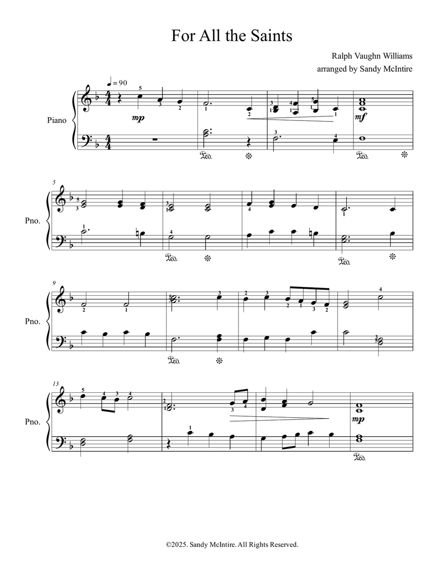 For All the Saints Easy Piano scores gallery preview page 1