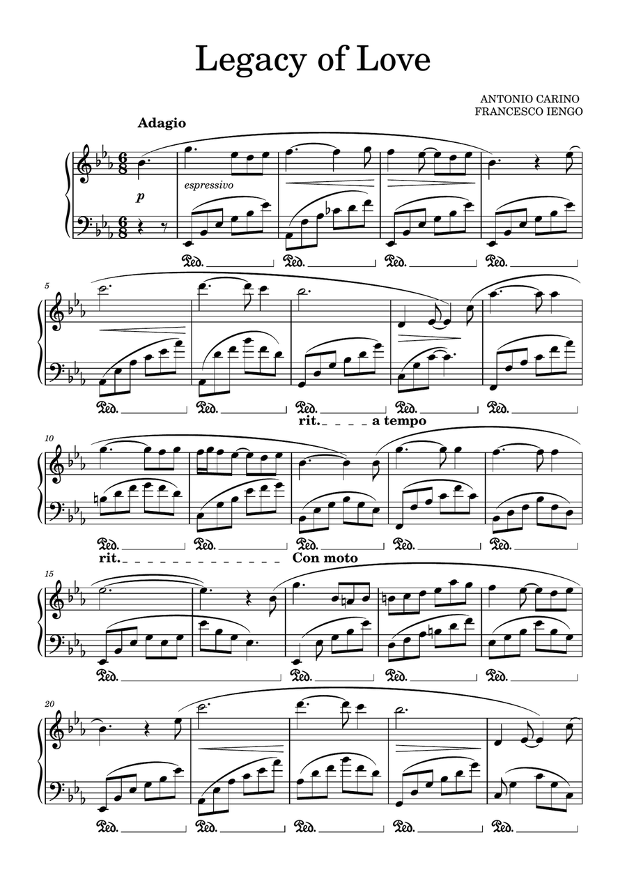Legacy of Love in E-Flat Major Piano Solo scores gallery preview page 1