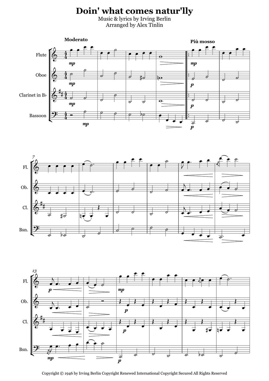 Doin' What Comes Natur'lly Woodwind Quartet scores gallery preview page 2