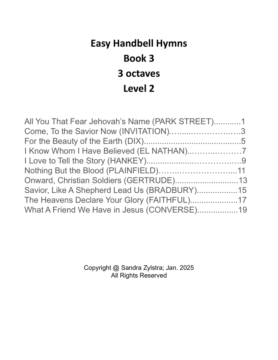 Easy Handbell Hymns -Book 3 (3 octave handbell hymns) 3-Octaves scores gallery preview page 3