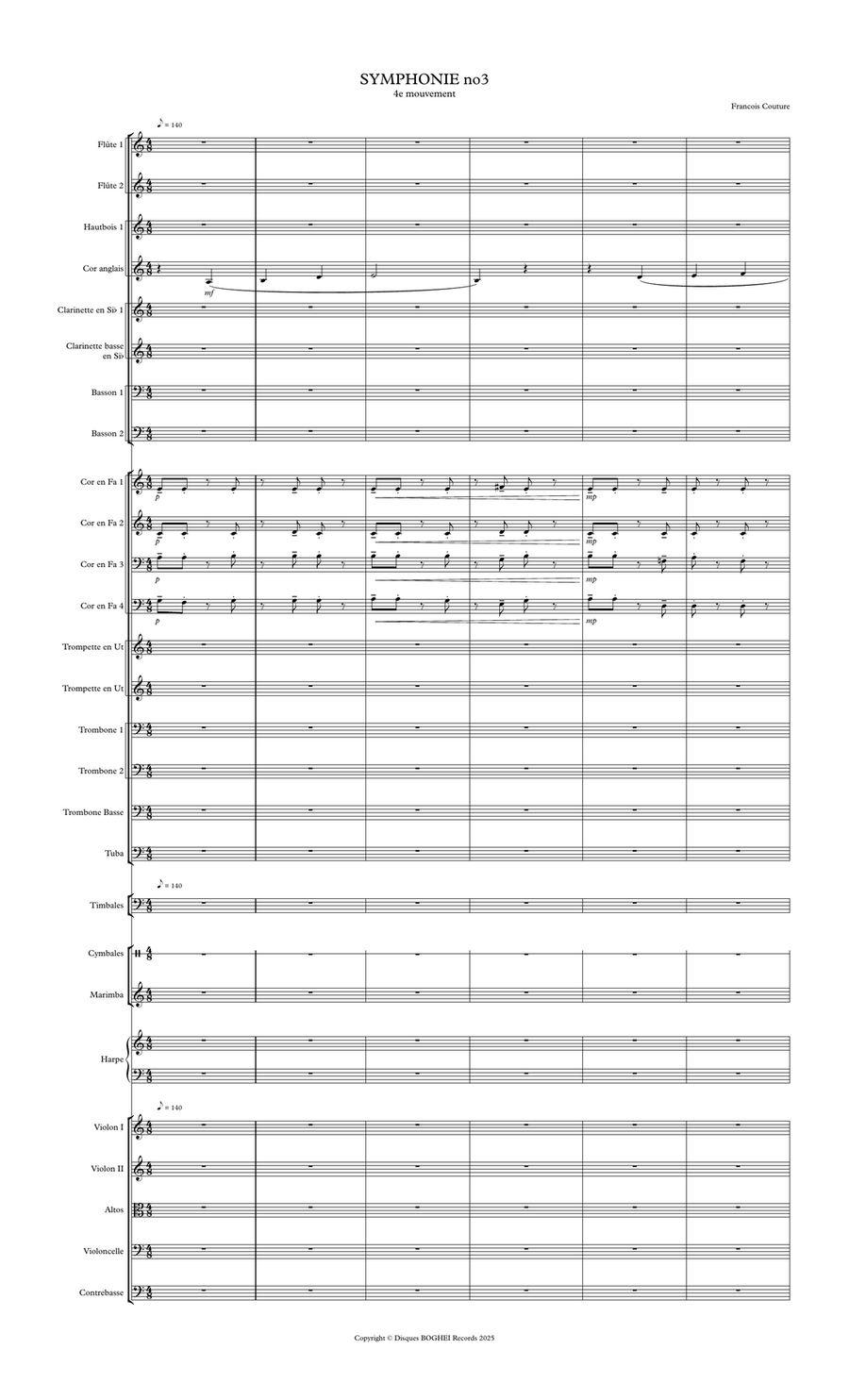 Symphonie No: 3 - 4e mouvement Full Orchestra scores gallery preview page 1