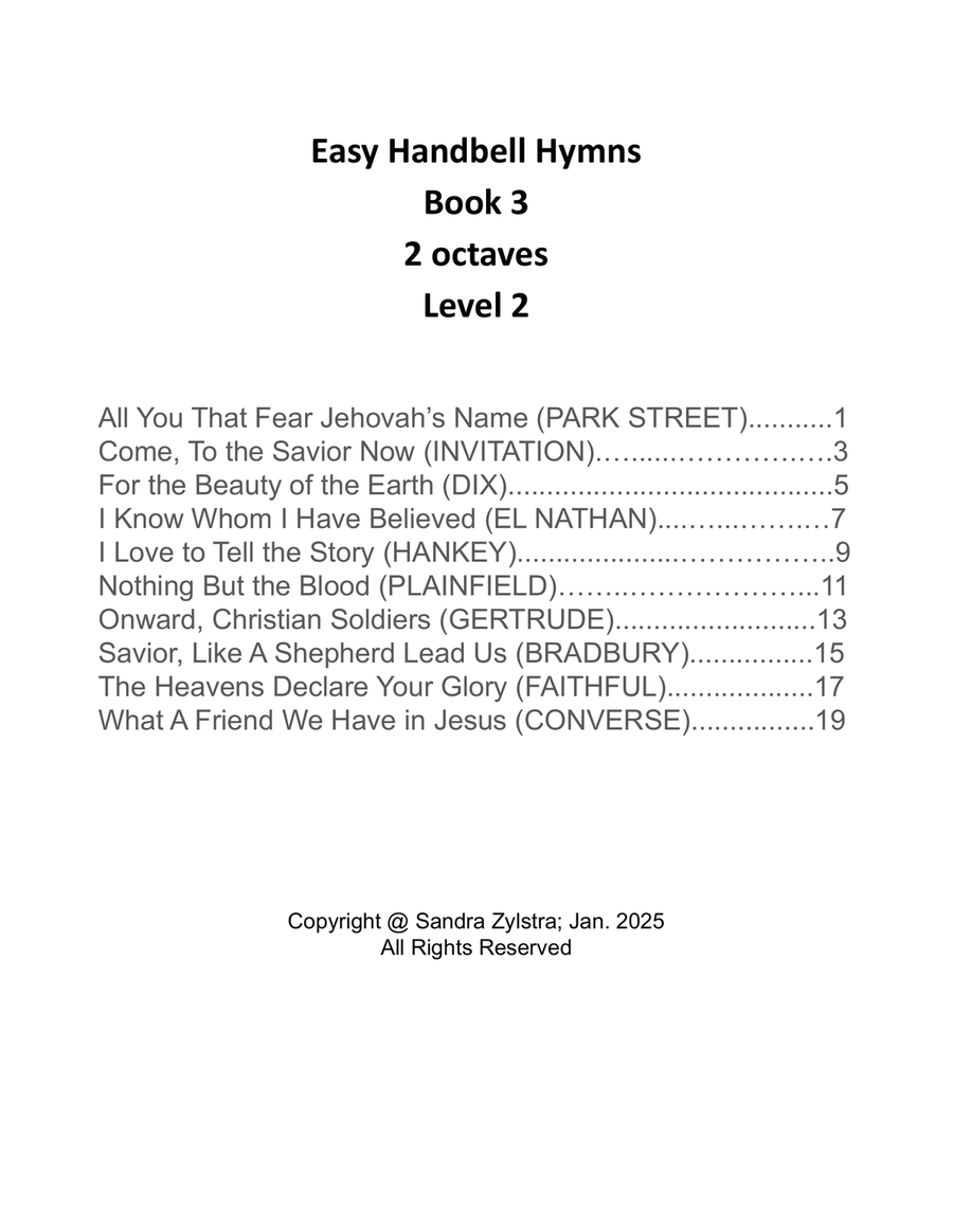 Easy Handbell Hymns -Book 3 (2 octave handbell hymns) 2-Octaves scores gallery preview page 3
