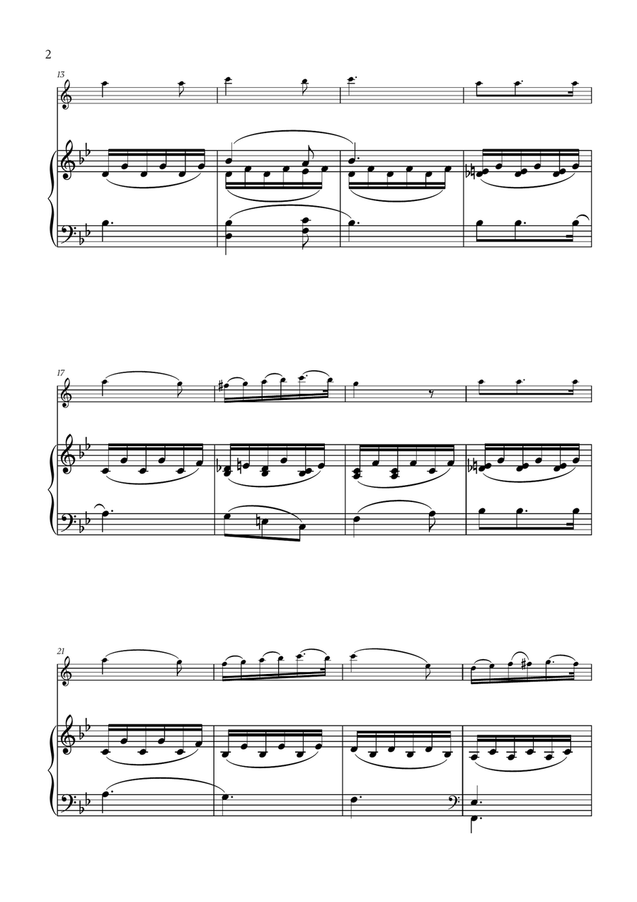Franz Schubert - Du bist die Ruh (Bb major) for Soprano Saxophone and Piano Soprano Saxophone scores gallery preview page 2