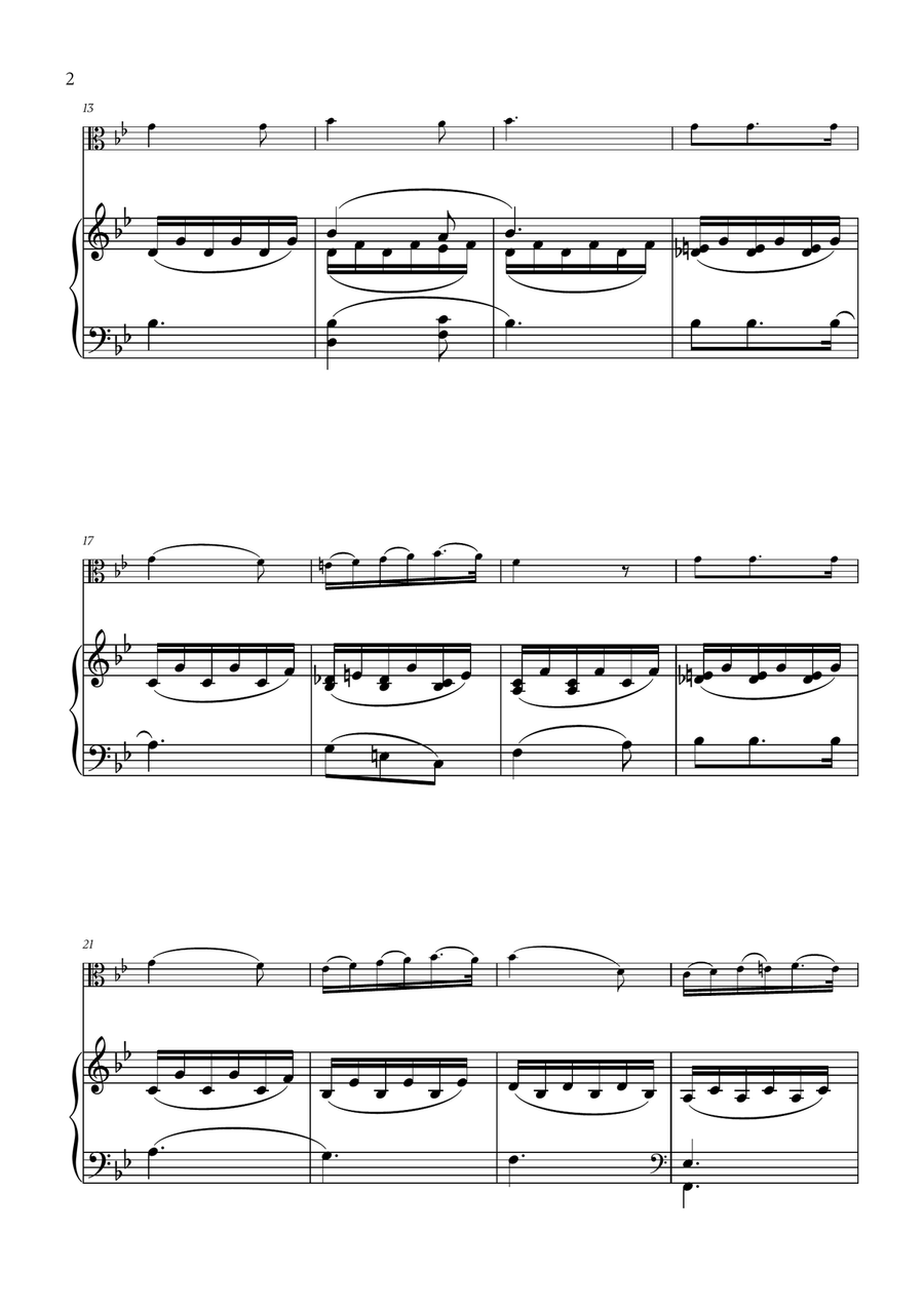 Franz Schubert - Du bist die Ruh (Bb major) for Viola and Piano Piano scores gallery preview page 2