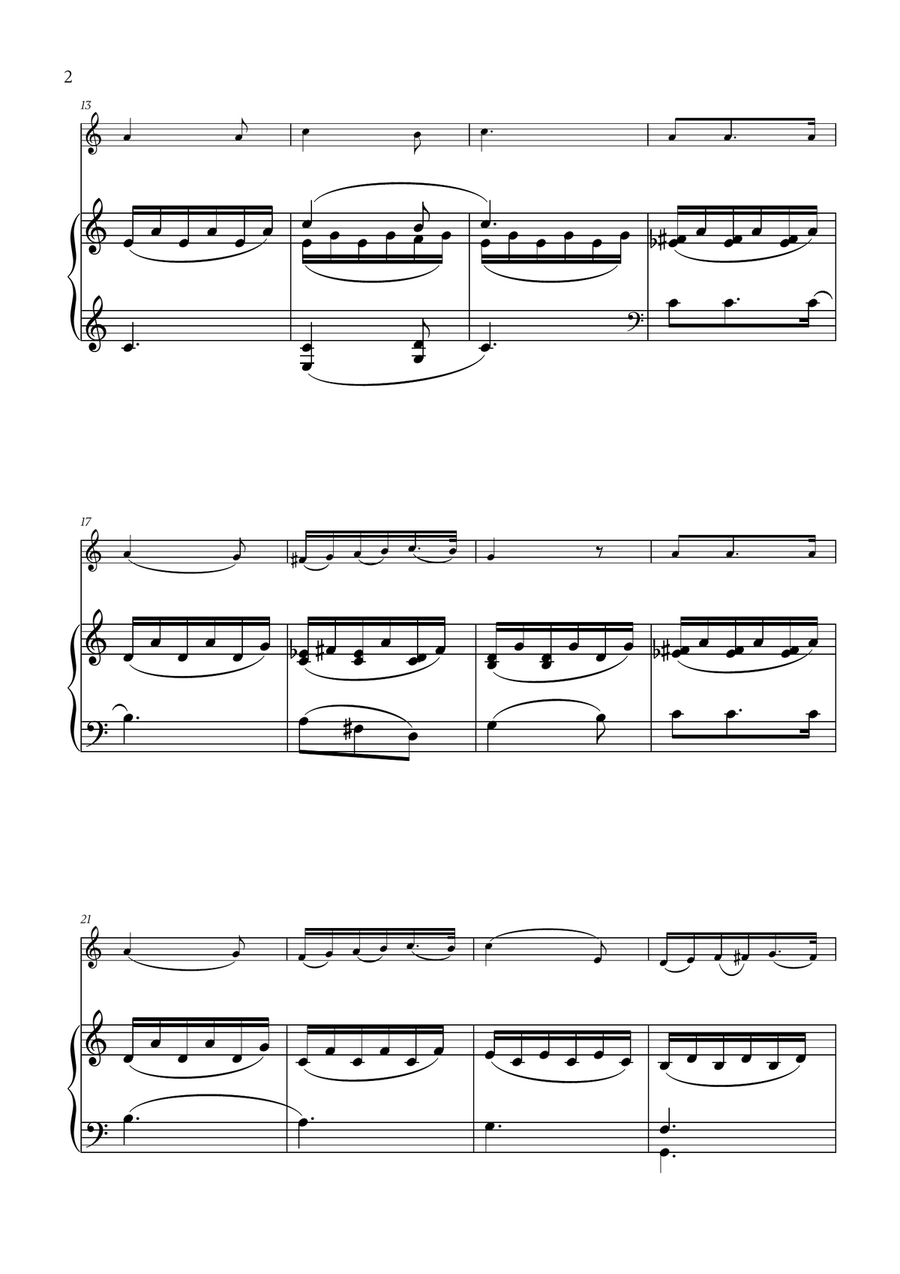 Franz Schubert - Du bist die Ruh (C major) for Flute and Piano Flute Solo scores gallery preview page 2