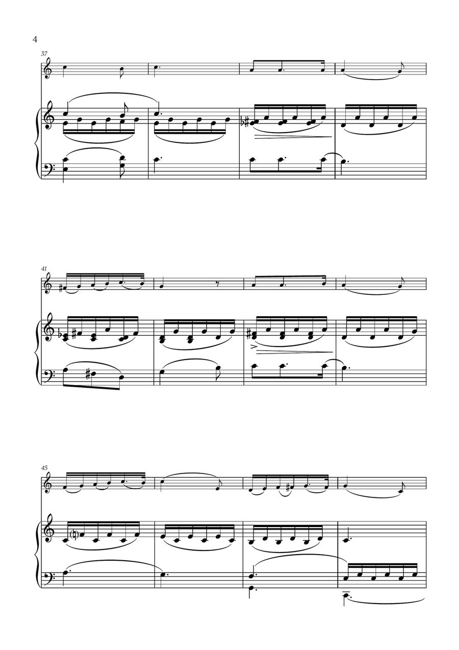 Franz Schubert - Du bist die Ruh (C major) for Flute and Piano Flute Solo scores gallery preview page 4