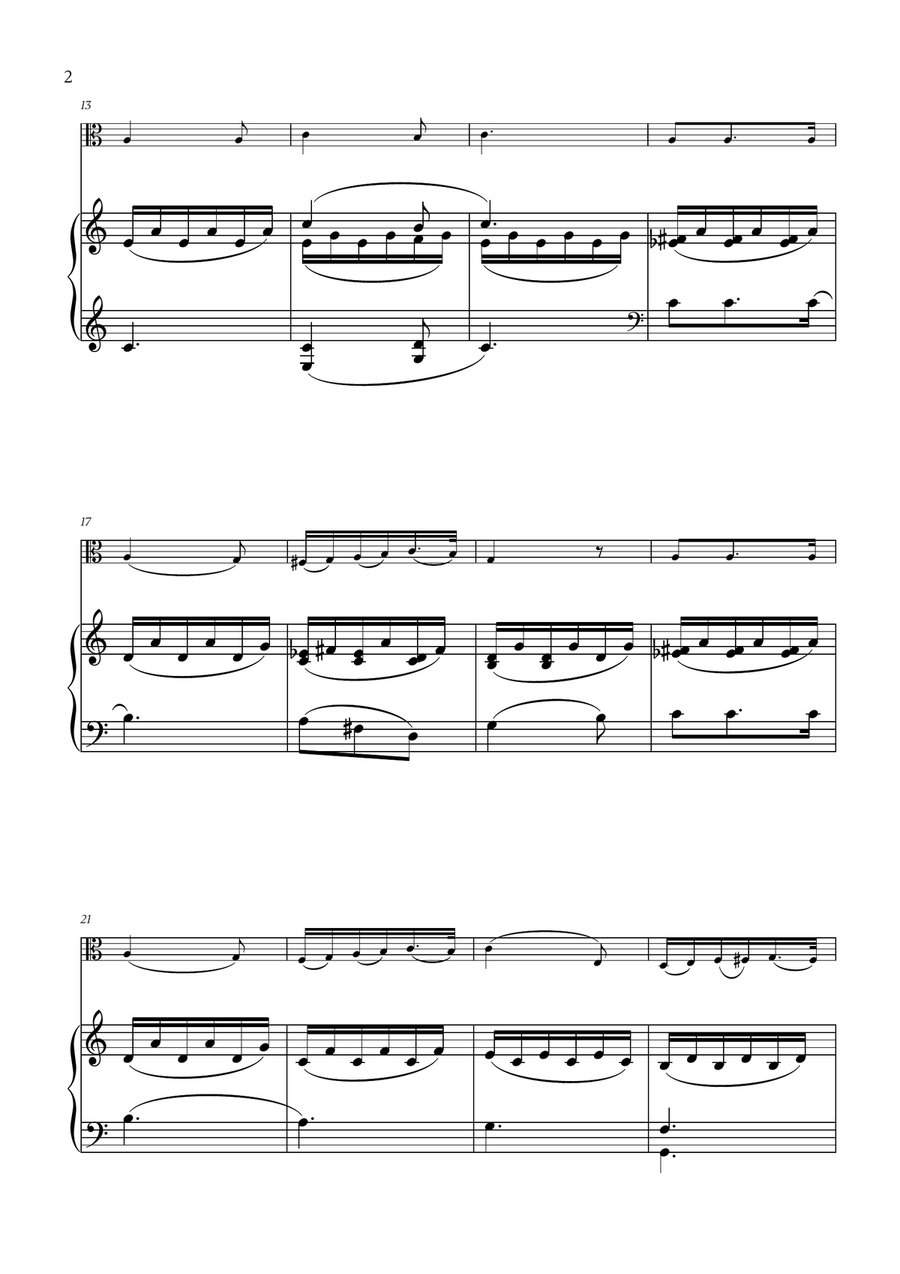 Franz Schubert - Du bist die Ruh (C major) for Viola and Piano Piano scores gallery preview page 2