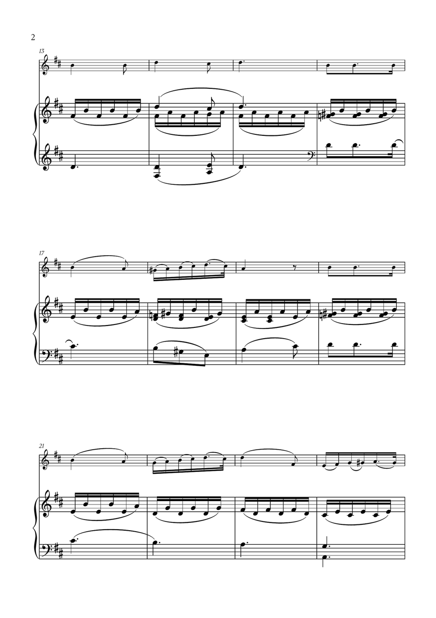 Franz Schubert - Du bist die Ruh (D major) for Flute and Piano Flute Solo scores gallery preview page 2