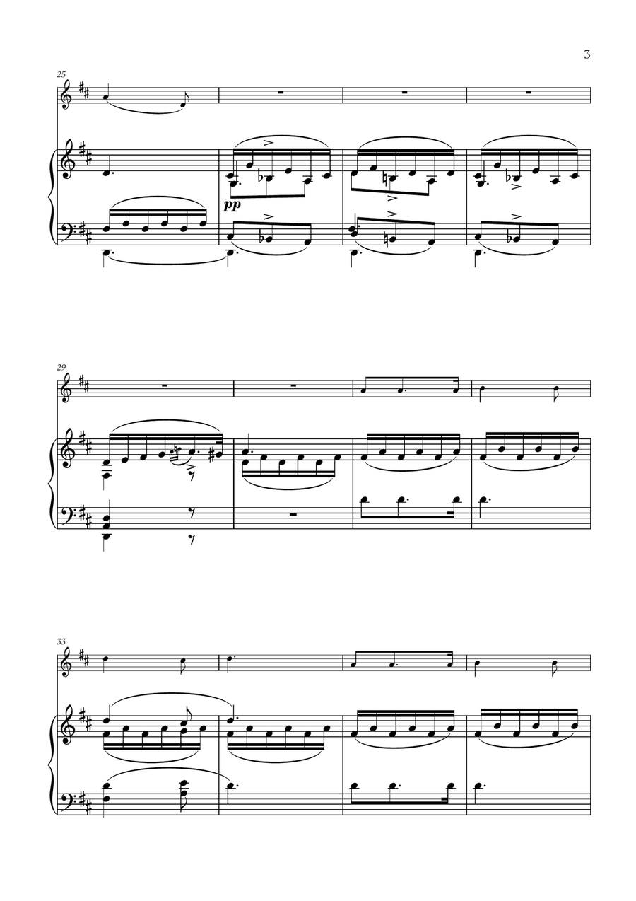 Franz Schubert - Du bist die Ruh (D major) for Flute and Piano Flute Solo scores gallery preview page 3