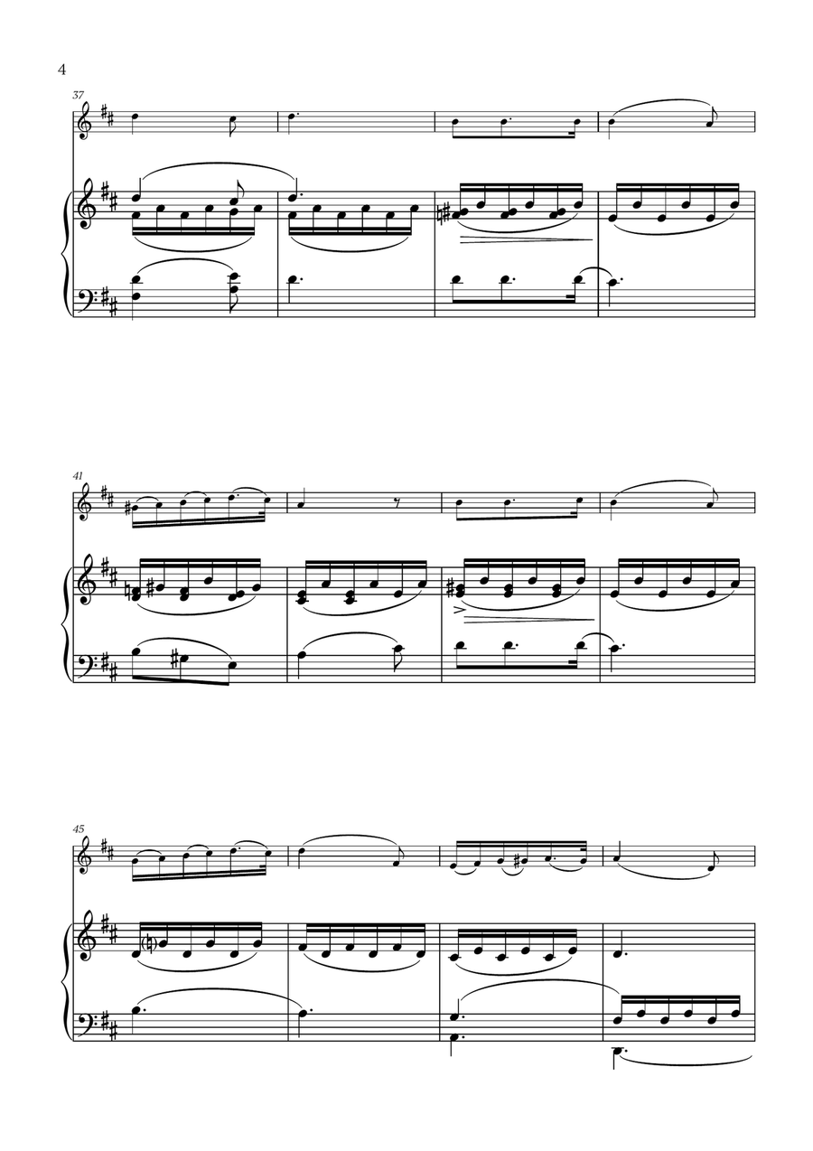 Franz Schubert - Du bist die Ruh (D major) for Flute and Piano Flute Solo scores gallery preview page 4
