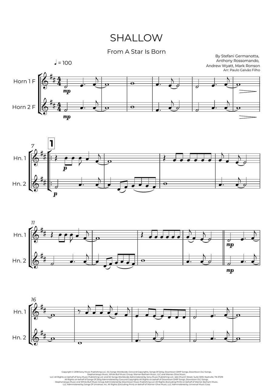 Shallow Shallow Brass Duet scores gallery preview page 2