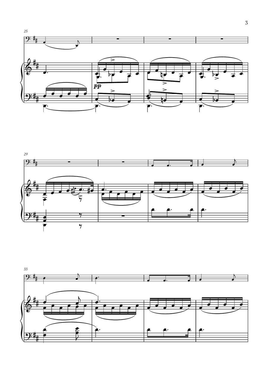 Franz Schubert - Du bist die Ruh (D major) for Cello and Piano Piano scores gallery preview page 3