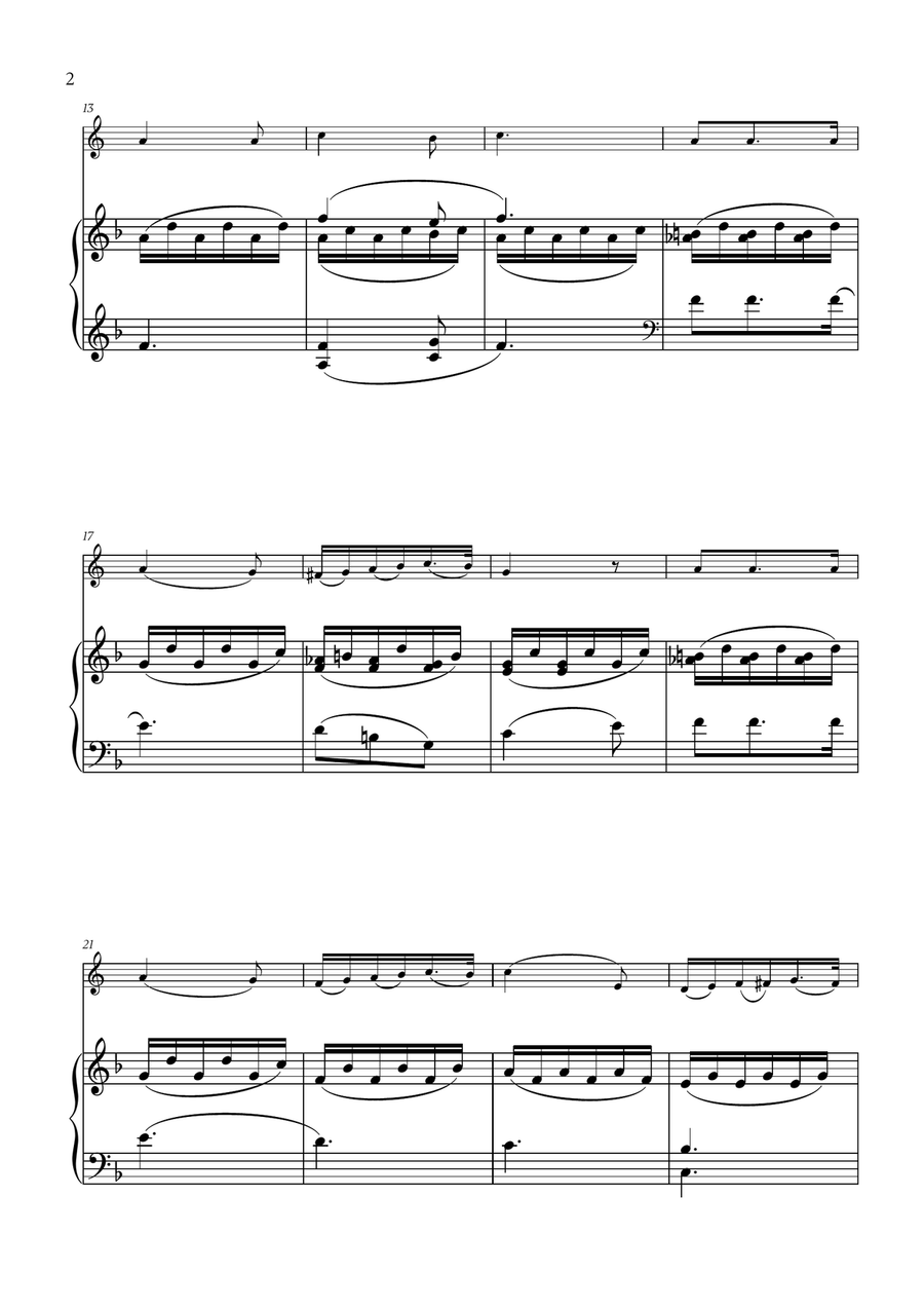 Franz Schubert - Du bist die Ruh (F major) for French Horn and Piano Piano scores gallery preview page 2