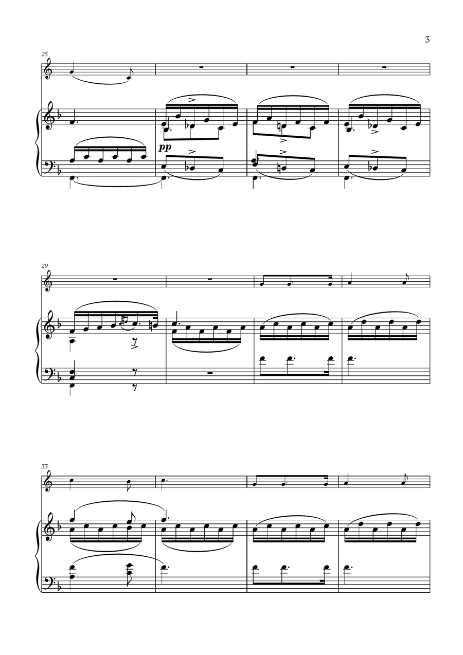 Franz Schubert - Du bist die Ruh (F major) for French Horn and Piano Piano scores gallery preview page 3