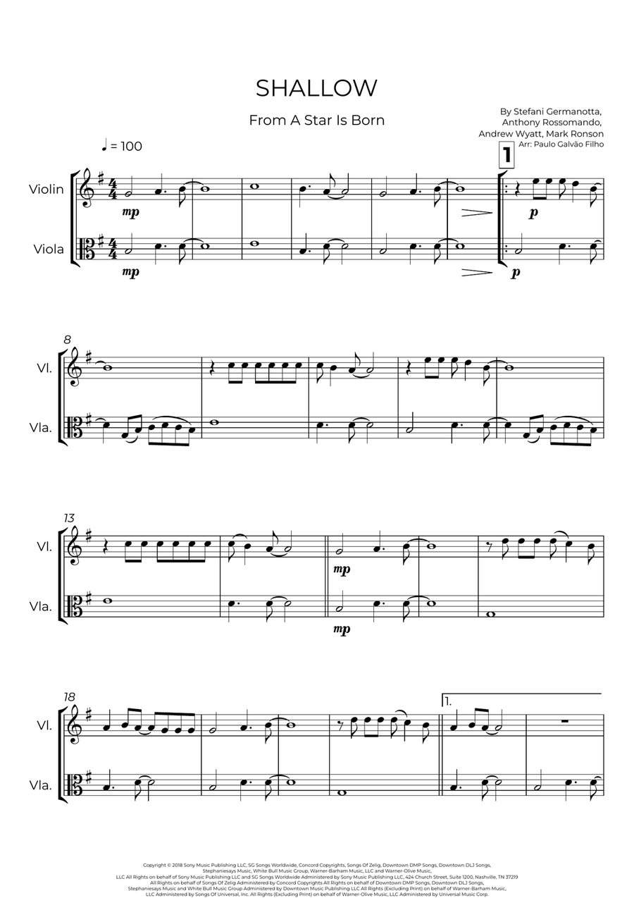 Shallow Shallow String Duet scores gallery preview page 2