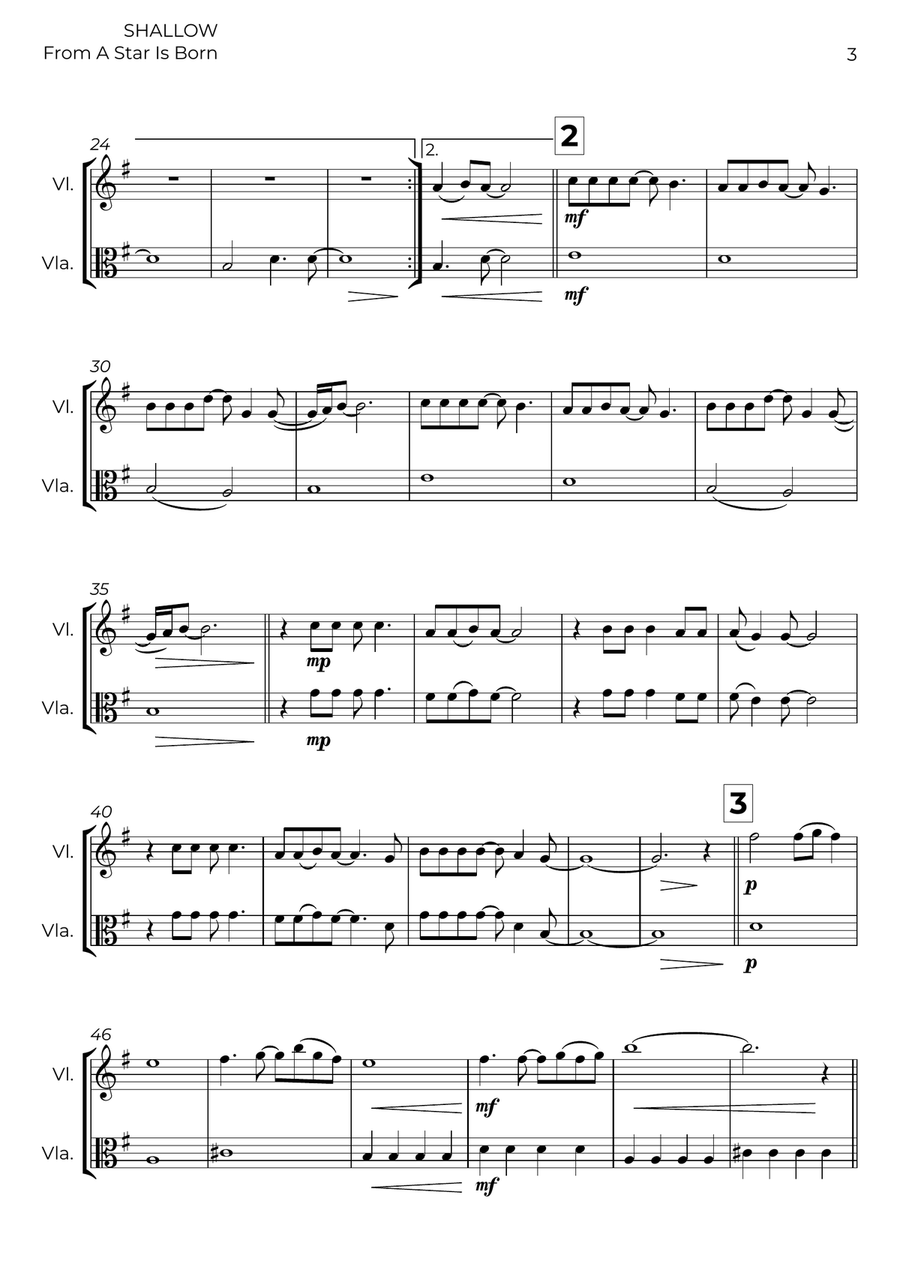 Shallow Shallow String Duet scores gallery preview page 3