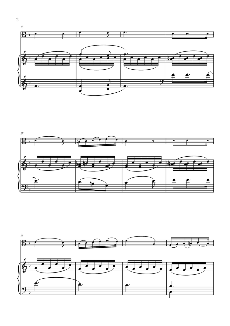 Franz Schubert - Du bist die Ruh (F major) for Viola and Piano Piano scores gallery preview page 2