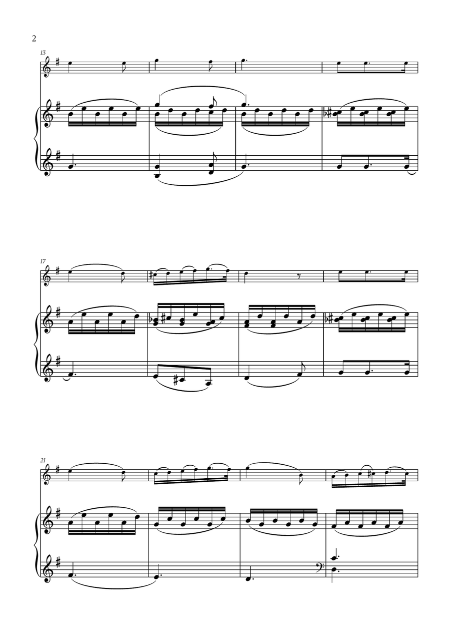 Franz Schubert - Du bist die Ruh (G major) for Flute and Piano Flute Solo scores gallery preview page 2
