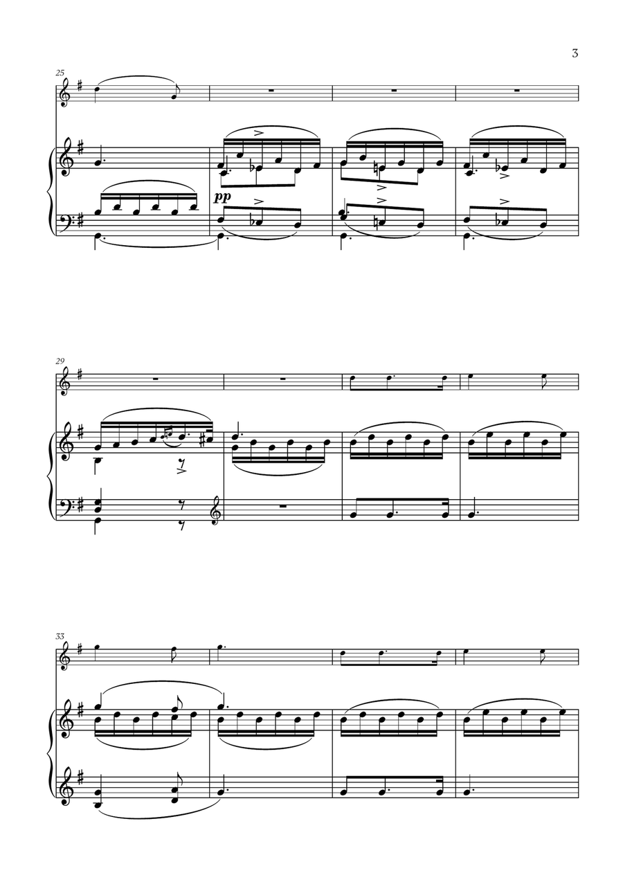 Franz Schubert - Du bist die Ruh (G major) for Flute and Piano Flute Solo scores gallery preview page 3