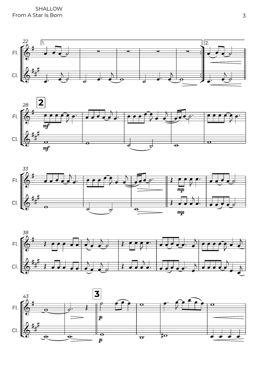 Shallow Shallow Woodwind Duet scores gallery preview page 3
